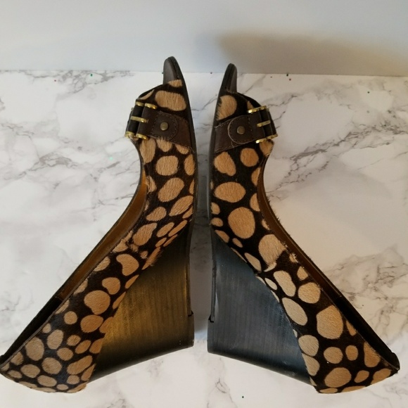 J Crew animal print peep toe wedge 10 Italy - Picture 4 of 5